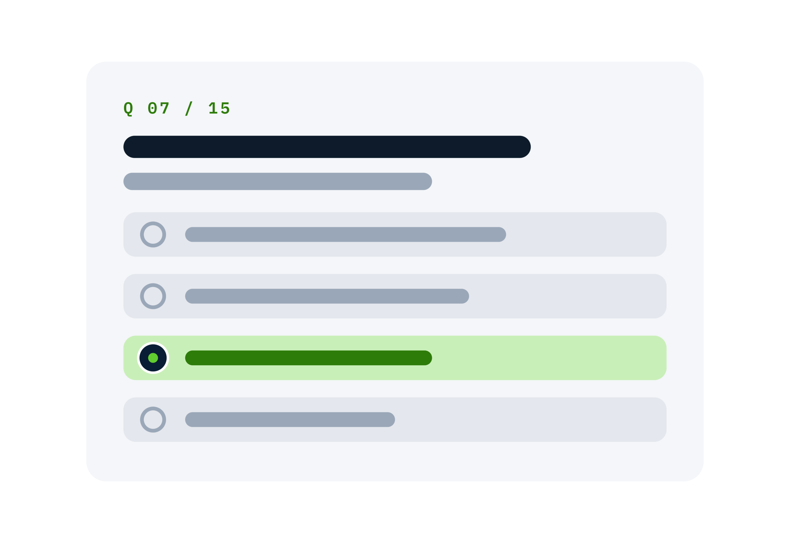 RiseCert illustration: Assessment question card